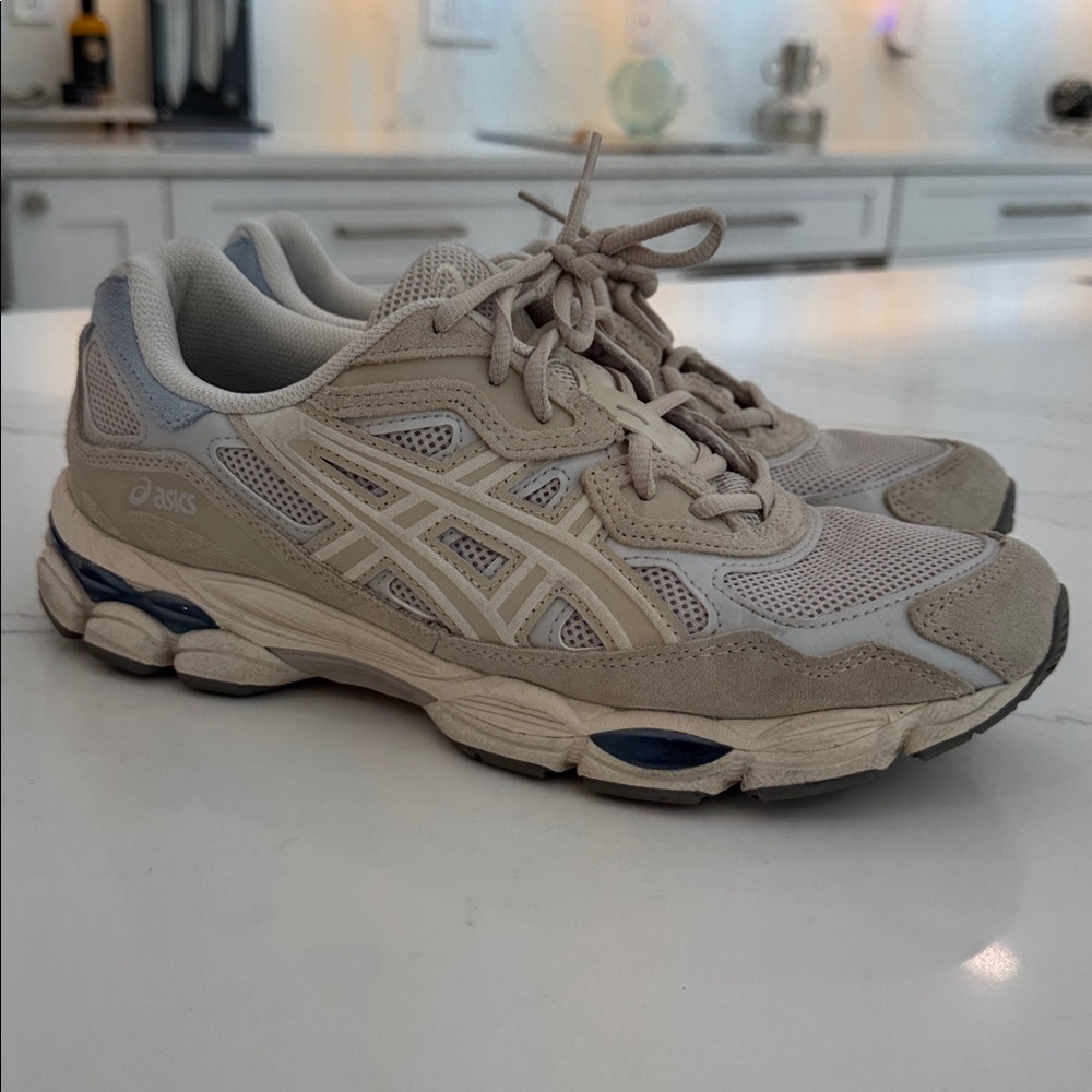 ASICS Cream and Gray Running Shoes